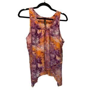 Magic Avenue, Asymmetrical Tank Top, Orange & Purple, size M